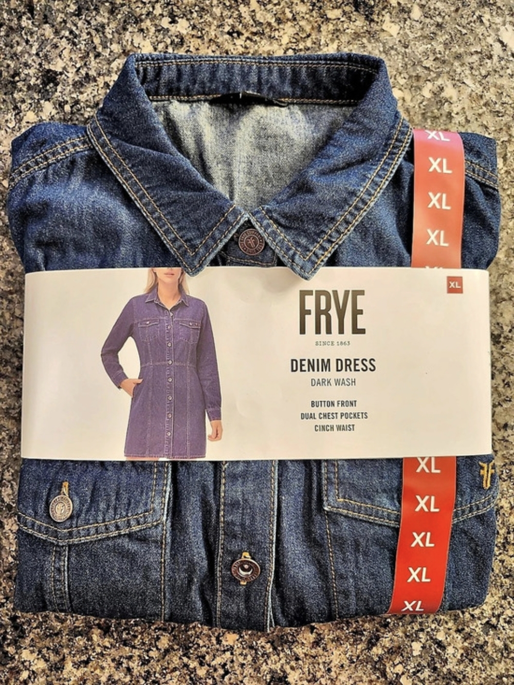 Frye Denim Dress Dark Wash Mini Dress Blue XL